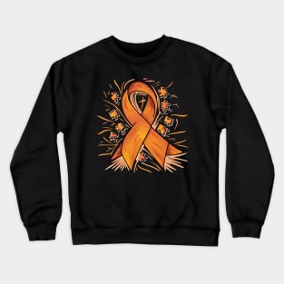 Multiple Sclerosis Awareness Resilience Puzzle Orange Ribbon Crewneck Sweatshirt